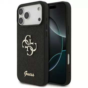 GUESS Fixed Glitter Big 4G hoesje voor iPhone 18 Pro Max / 17 Pro Max - zwart