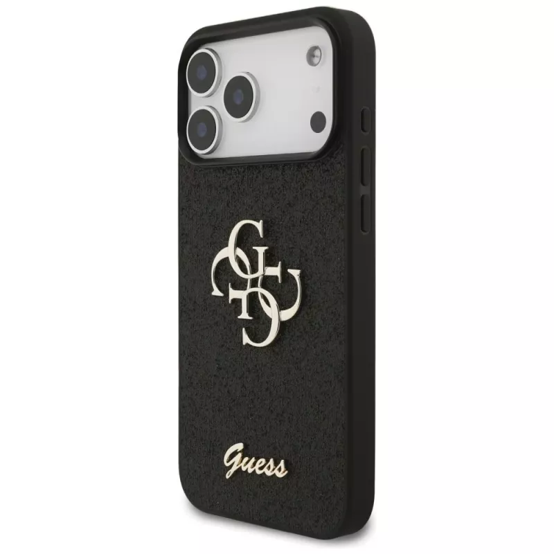 GUESS Fixed Glitter Big 4G hoesje voor iPhone 18 Pro Max / 17 Pro Max - zwart