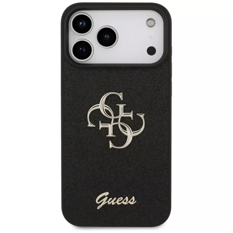 GUESS Fixed Glitter Big 4G hoesje voor iPhone 18 Pro Max / 17 Pro Max - zwart