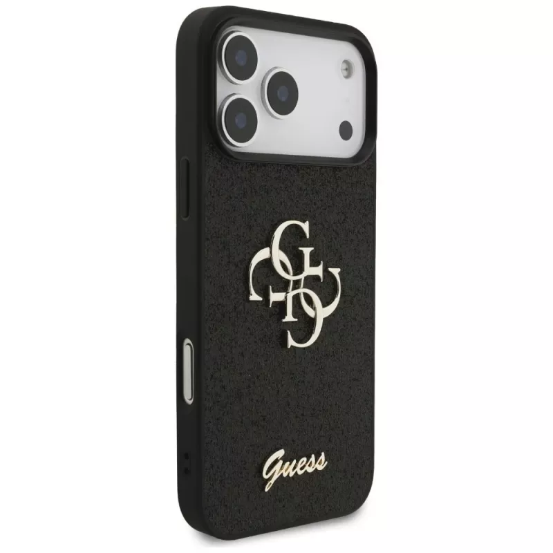 GUESS Fixed Glitter Big 4G hoesje voor iPhone 18 Pro Max / 17 Pro Max - zwart