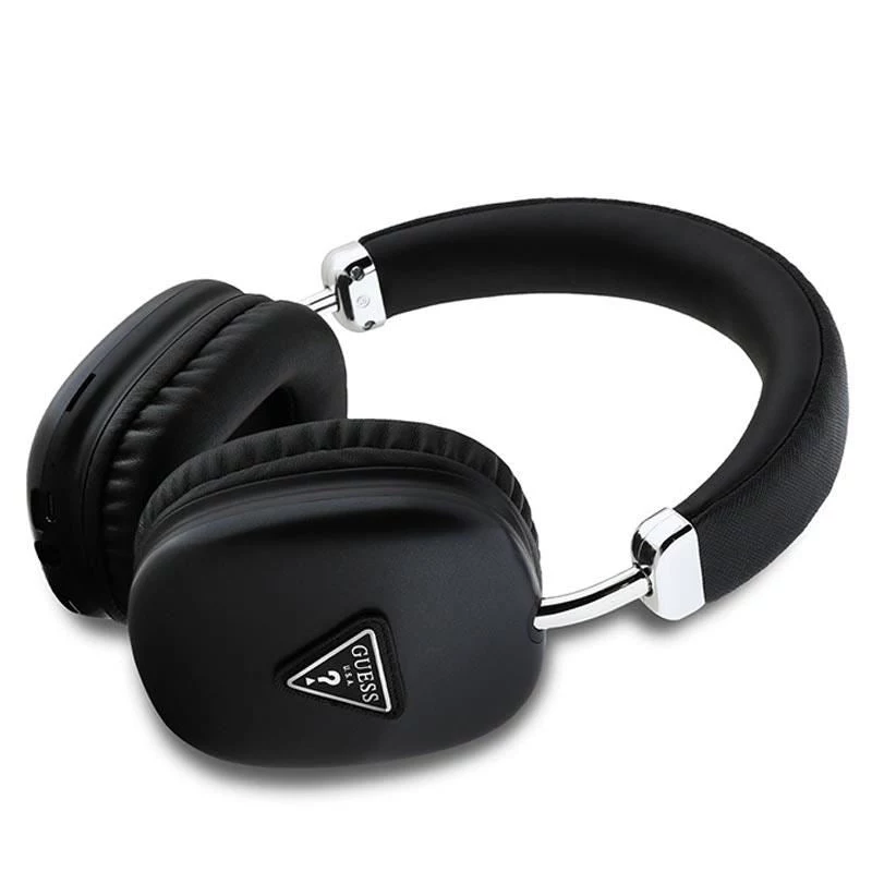 GUESS Bluetooth 5.3 over-ear-koptelefoon met metalen driehoeklogo - zwart