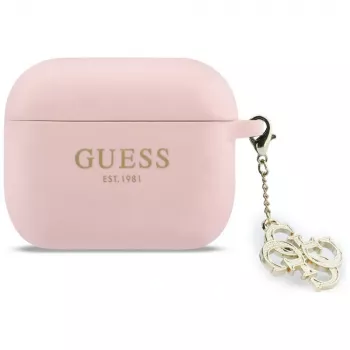 GUESS Siliconen 4G Charm hoesje voor AirPods Pro 3, Roze