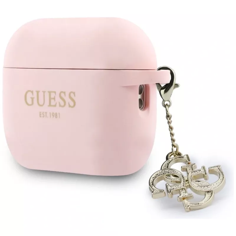 GUESS Siliconen 4G Charm hoesje voor AirPods Pro 3, Roze