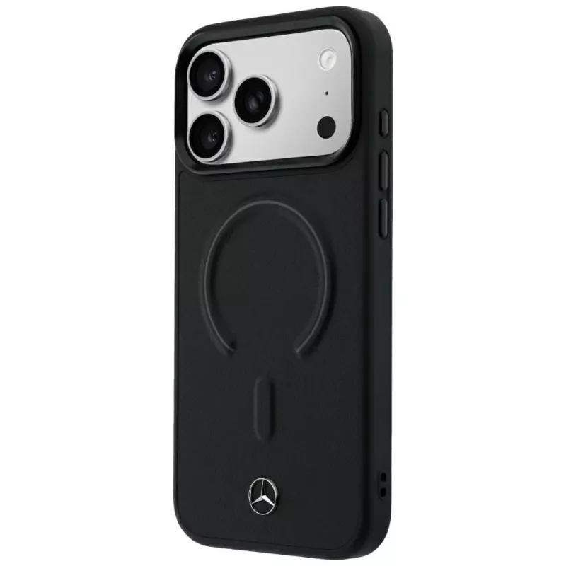 Mercedes-Benz Echtlederen MagSafe-hoesje voor iPhone 18 Pro / 17 Pro, Zwart