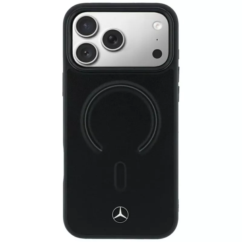 Mercedes-Benz Echtlederen MagSafe-hoesje voor iPhone 18 Pro / 17 Pro, Zwart