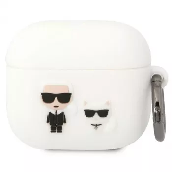 Karl Lagerfeld KLACA3SILKCW AirPods 3 hoesje Wit Silicone Karl & Choupette