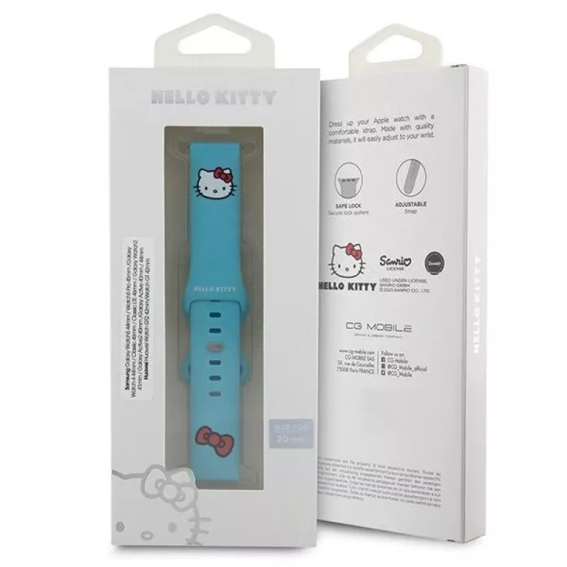 Hello Kitty Universele siliconen band HKUWMSCHBLB, Kitty Head, Blauw, 20mm