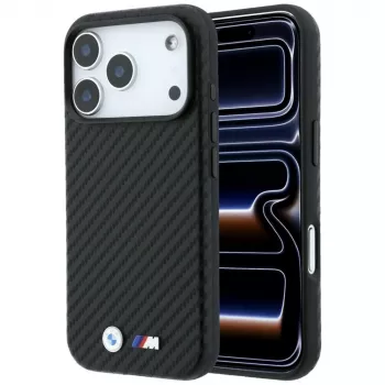 BMW M Carbon Metal Logo MagSafe-hoesje voor iPhone 18 Pro Max / 17 Pro Max - Zwart