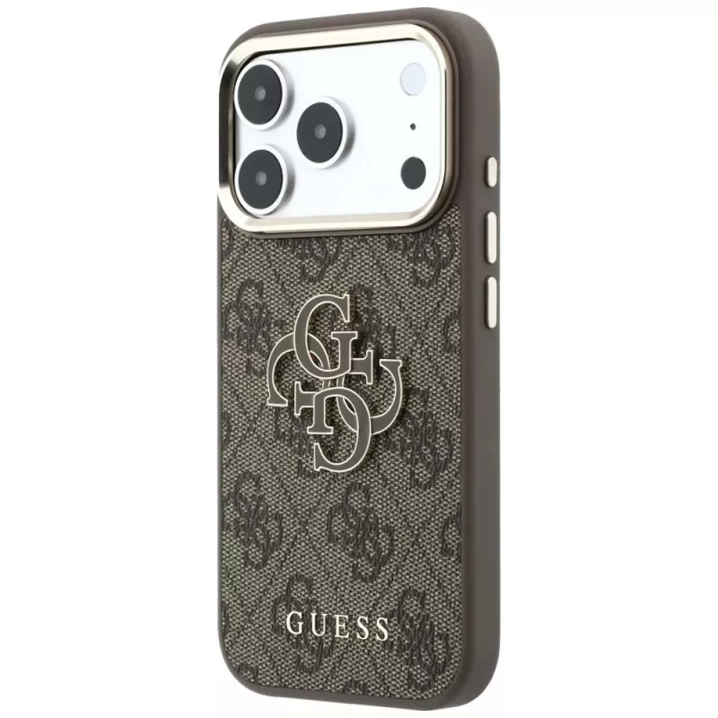 GUESS 4G & Big Resin Logo hoesje voor iPhone 17 Pro / 18 Pro - Bruin