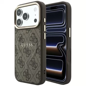 GUESS Embossed 4G Classic MagSafe-hoesje voor iPhone 17 Pro Max / 18 Pro Max - Bruin