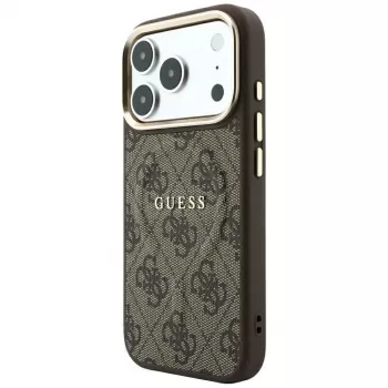 GUESS Embossed 4G Classic MagSafe-hoesje voor iPhone 17 Pro Max / 18 Pro Max - Bruin