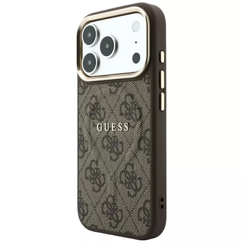 GUESS Embossed 4G Classic MagSafe-hoesje voor iPhone 17 Pro Max / 18 Pro Max - Bruin