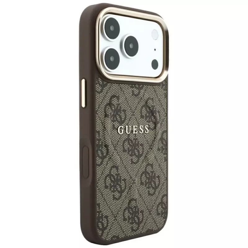 GUESS Embossed 4G Classic MagSafe-hoesje voor iPhone 17 Pro Max / 18 Pro Max - Bruin
