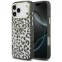 GUESS IML Luipaard Glitter Triangle Logo MagSafe-hoesje voor iPhone 18 Pro Max / 17 Pro Max - Zwart