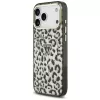 GUESS IML Luipaard Glitter Triangle Logo MagSafe-hoesje voor iPhone 18 Pro Max / 17 Pro Max - Zwart