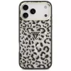 GUESS IML Luipaard Glitter Triangle Logo MagSafe-hoesje voor iPhone 18 Pro Max / 17 Pro Max - Zwart