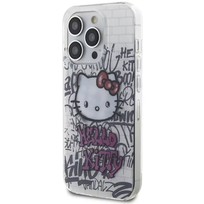 Hello Kitty HKHCP15XHDGPHT iPhone 15 Pro Max 6,7 inch Wit Hardcase IML Kitty On Bricks Graffiti