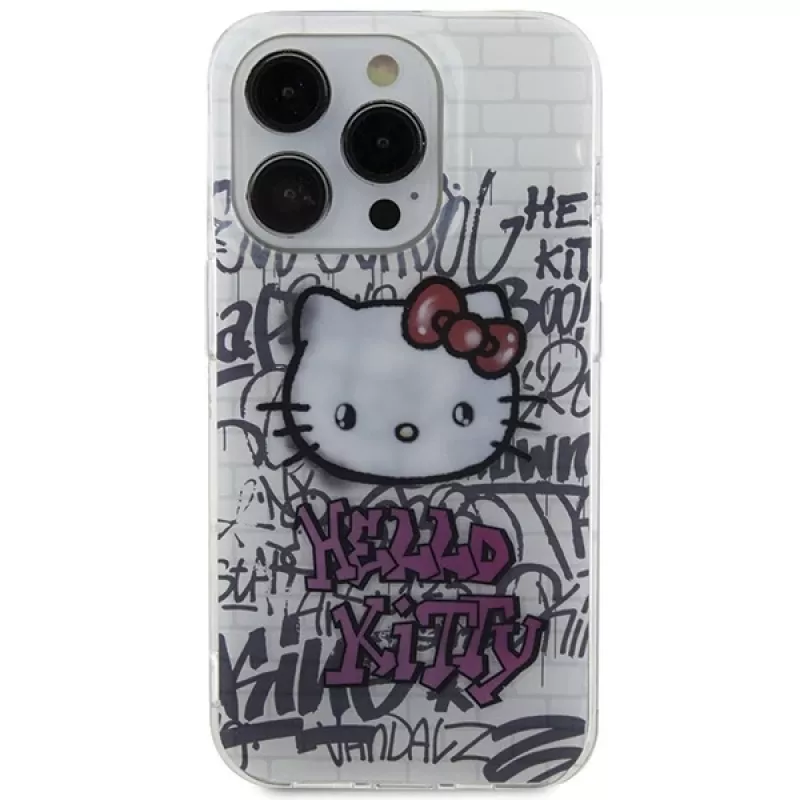 Hello Kitty HKHCP15XHDGPHT iPhone 15 Pro Max 6,7 inch Wit Hardcase IML Kitty On Bricks Graffiti