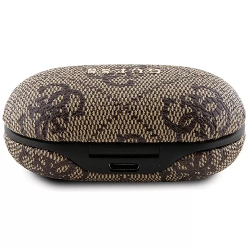 Guess GUTWSP4EGW True Wireless oordopjes met oplaadcase, Bluetooth 5.3, ENC, Bruin 4G Metal