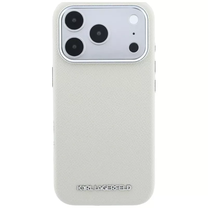 Karl Lagerfeld MagSafe-hoesje met grained langwerpig logo voor iPhone 18 Pro / 17 Pro - Beige