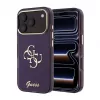 GUESS 4G Script Metal achterkant beschermhoes voor Apple iPhone 18 Pro / 17 Pro - Bordeauxrood