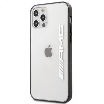 AMG AMHCP12LAESLBK iPhone 12 Pro Max transparante hardcase met metallic gelakt zwart frame