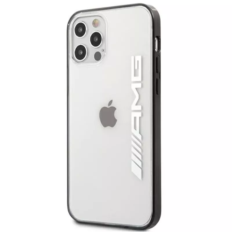 AMG AMHCP12LAESLBK iPhone 12 Pro Max transparante hardcase met metallic gelakt zwart frame