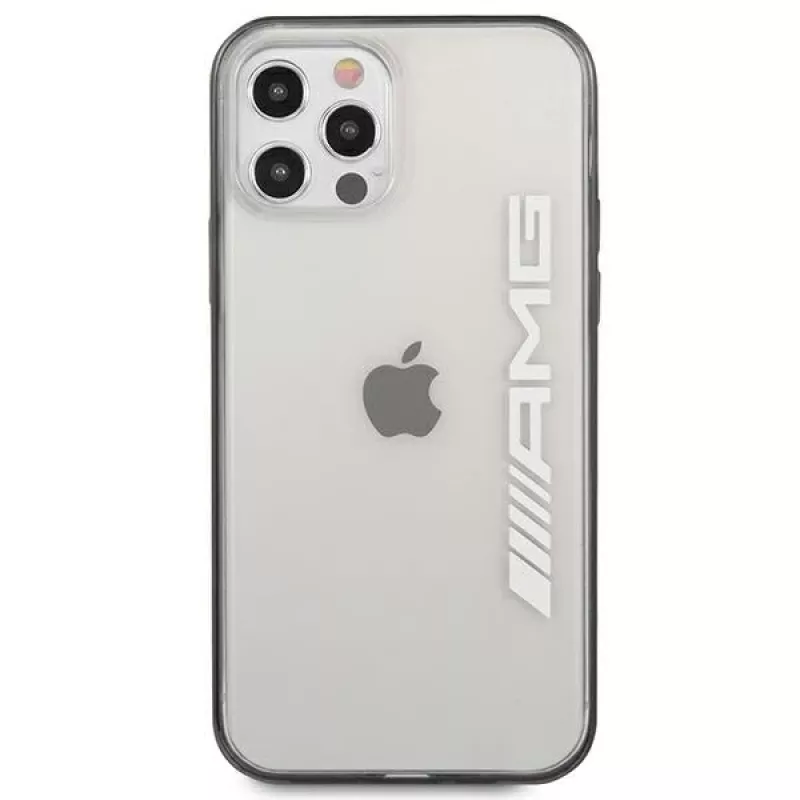 AMG AMHCP12LAESLBK iPhone 12 Pro Max transparante hardcase met metallic gelakt zwart frame