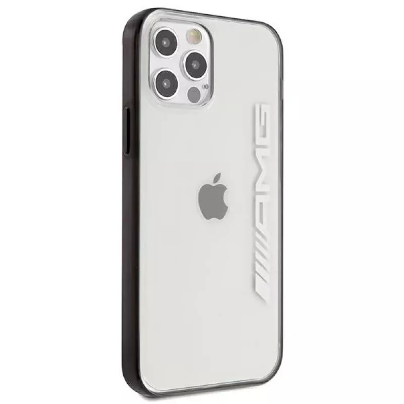 AMG AMHCP12LAESLBK iPhone 12 Pro Max transparante hardcase met metallic gelakt zwart frame