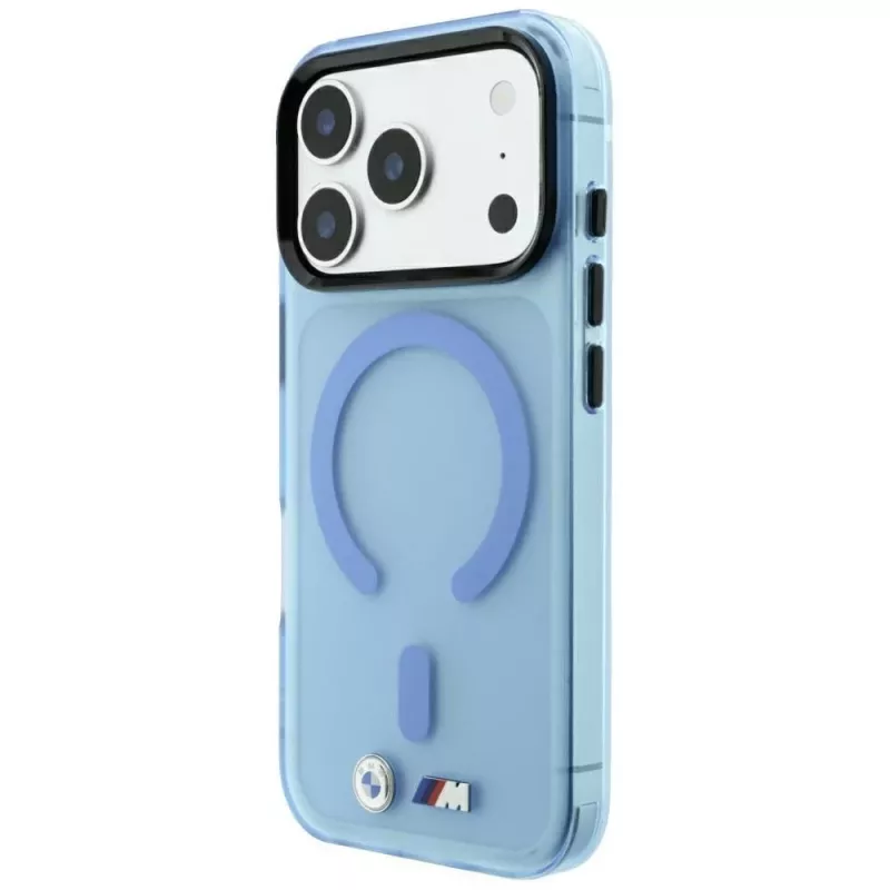 BMW M IML frosted case met metaal-logo & MagSafe voor iPhone 18 Pro Max / 17 Pro Max - blauw