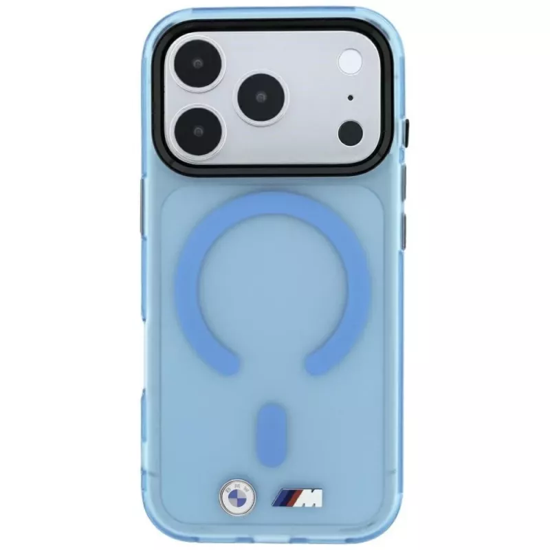 BMW M IML frosted case met metaal-logo & MagSafe voor iPhone 18 Pro Max / 17 Pro Max - blauw