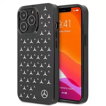 Mercedes-Benz MEHCP13LESPBK hardcase voor iPhone 13 Pro/13 6,1 inch - zilveren sterrenpatroon zwart