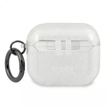 Karl Lagerfeld KLA3UKHGS AirPods 3 hoesje zilver glitter Karl's Head