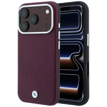 BMW Sign Inclined Deboss Letters MagSafe hoesje voor iPhone 18 Pro Max / 17 Pro Max - bordeauxrood