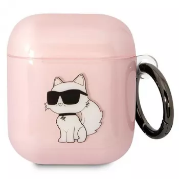 Karl Lagerfeld Ikonik Choupette AirPods 1/2 hoesje roze