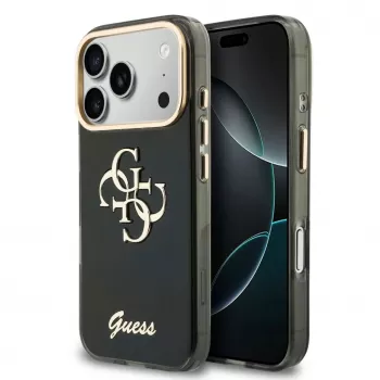 GUESS IML 4G Script Metal hoesje voor iPhone 18 Pro / 17 Pro - zwart