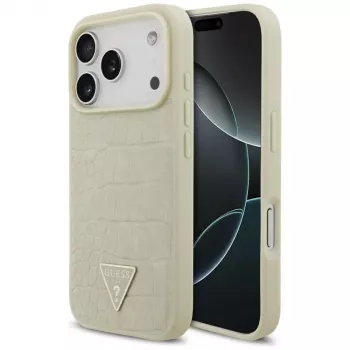 GUESS Croco Triangle Logo MagSafe hoesje voor iPhone 17 Pro - goud