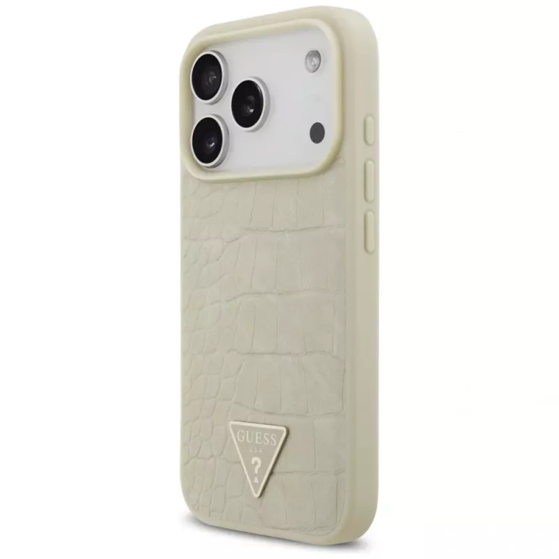 GUESS Croco Triangle Logo MagSafe hoesje voor iPhone 17 Pro - goud