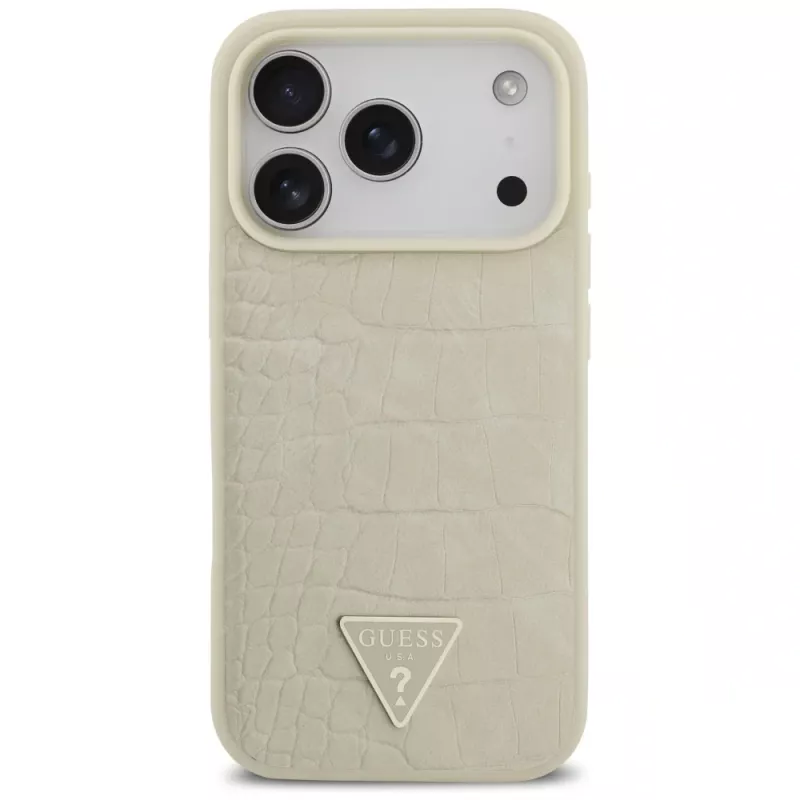 GUESS Croco Triangle Logo MagSafe hoesje voor iPhone 17 Pro - goud