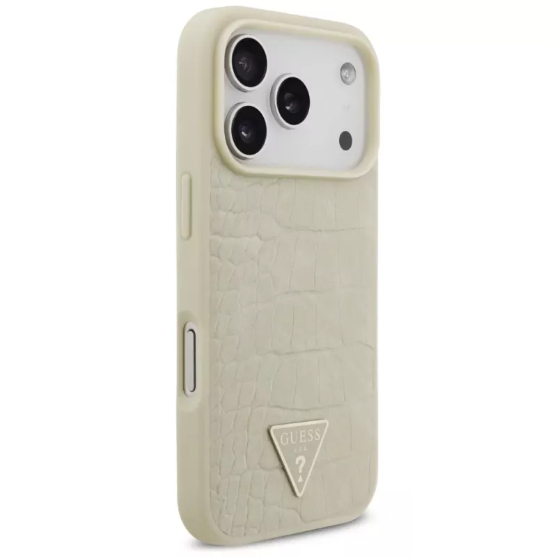 GUESS Croco Triangle Logo MagSafe hoesje voor iPhone 17 Pro - goud