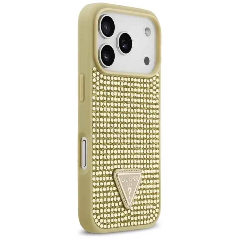 GUESS Rhinestone Triangle Logo hoesje voor iPhone 17 Pro - goud