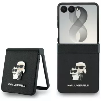Karl Lagerfeld Karl & Choupette Saffiano Pins hoesje voor Samsung Galaxy Z Flip8 - zwart