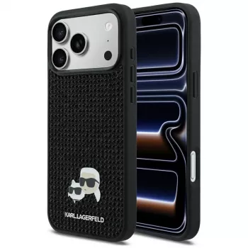Karl Lagerfeld Rhinestones Karl & Choupette Pin hoesje voor iPhone 17 Pro Max - zwart