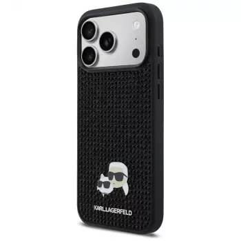Karl Lagerfeld Rhinestones Karl & Choupette Pin hoesje voor iPhone 17 Pro Max - zwart