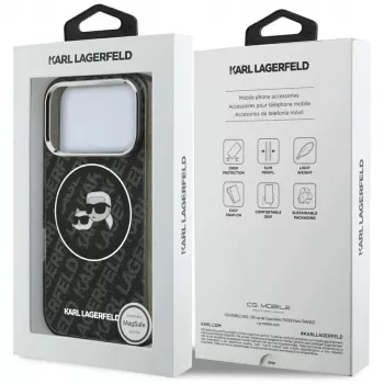 Karl Lagerfeld IML Glitter Karl & Choupette Heads Logo MagSafe hoesje voor iPhone 17 Pro zwart