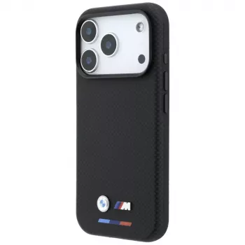 BMW M Quadrille Kevlar MagSafe-hoesje voor iPhone 18 Pro Max / 17 Pro Max - zwart met tricolore en metaal-logo
