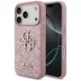 GUESS Fixed Glitter Big 4G hoes voor iPhone 18 Pro / 17 Pro – roze