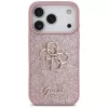 GUESS Fixed Glitter Big 4G hoes voor iPhone 18 Pro / 17 Pro – roze
