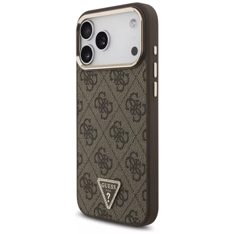 GUESS 4G Triangle Logo MagSafe-hoes voor iPhone 18 Pro Max / 17 Pro Max - bruin