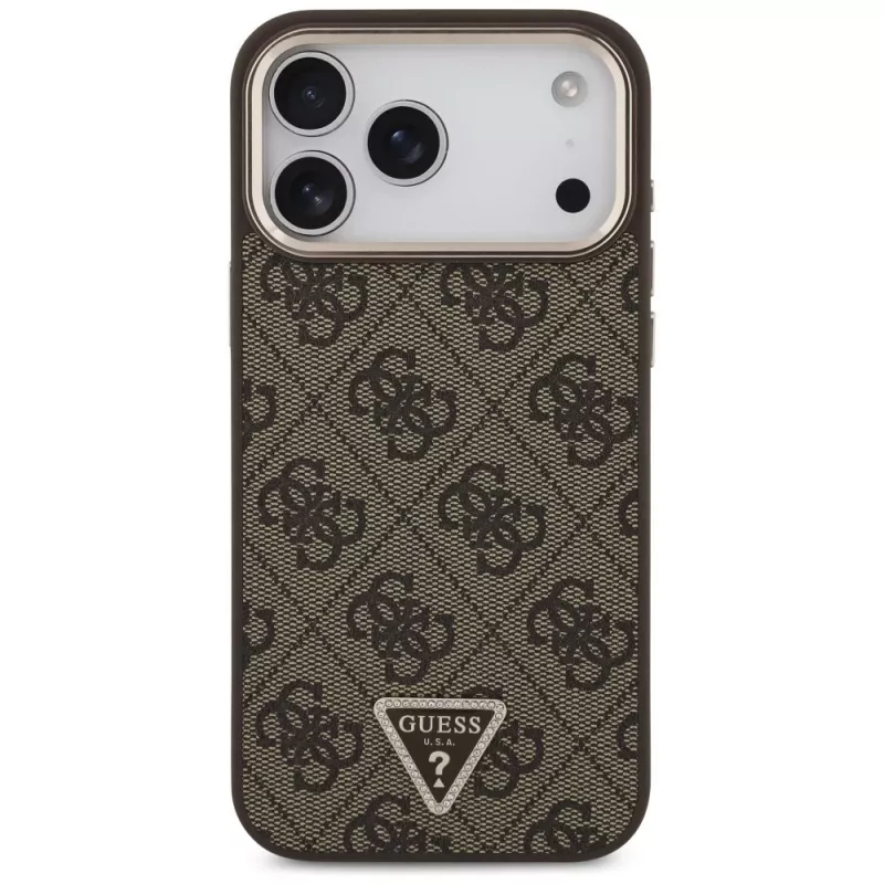 GUESS 4G Triangle Logo MagSafe-hoes voor iPhone 18 Pro Max / 17 Pro Max - bruin